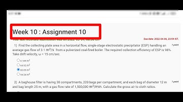 NPTEL Air pollution and control week 10 assignment answers | #nptel | #airpollutionandcontrol