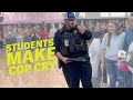 Students stun cop and it brings him to tears