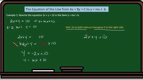 Rewriting linear equation from Ax +By = C  to y=mx+b