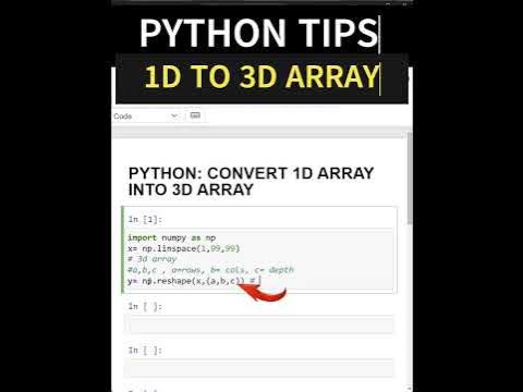 PYTHON CONVERT 1D ARRAY TO 3D ARRAY| #python #shorts #viral # ...
