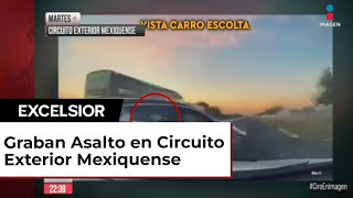 Custodio graba cómo lo balean por asalto a transportistas en Circuito Mexiquense