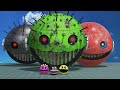 Robot pacman  mspacman vs omicron  spiky monster  cartoon cat 