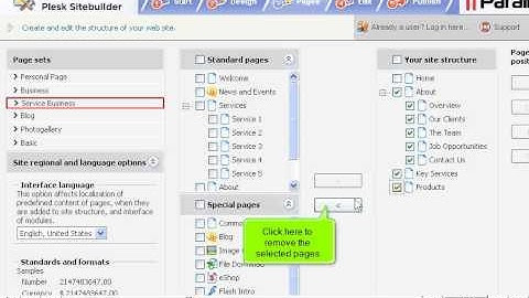 Aanpassen pagina structuur in Plesk Sitebuilder