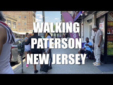 Walking Tour New Jersey Paterson Downtown Busy Small City with Plenty of Store Fronts and Eateries