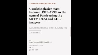 Geodetic glacier mass balance (1975–1999) in the central Pamir using the SRTM DEM and... | RTCL.TV