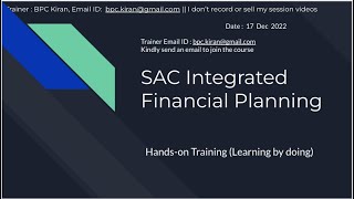 SAC Integrated Financial Planning - Implementation training