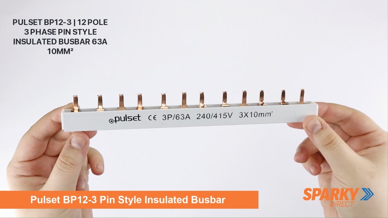 PULSET BP12-3 | 12 POLE 3 PHASE PIN STYLE INSULATED BUSBAR 63A 10MM²
