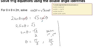 Solving trig equations using the double angle identities Part (1/2)