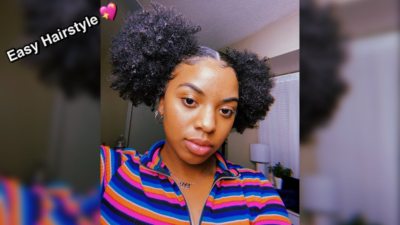 Simple Afro Puffs Hairstyle on Natural Hair