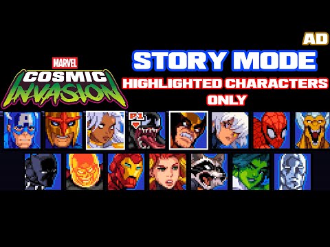 MARVEL Cosmic Invasion - Story Mode all main stages as highlighted characters.