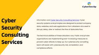 Cyber Security Consulting, Cyber Security Services, and Incident Response Services by CyberSecOp