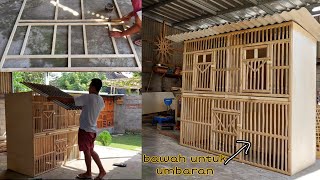 membuat kandang outdoor 3 ruang dan bawahnya untuk kandang umbaran