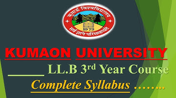 KUMAON UNIVERSITY LL.B SYLLABUS