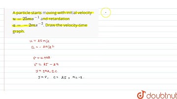 A particle starts moving with initial velocity u=25ms^-1 and retardation a=-2ms^-2. Draw the vel...