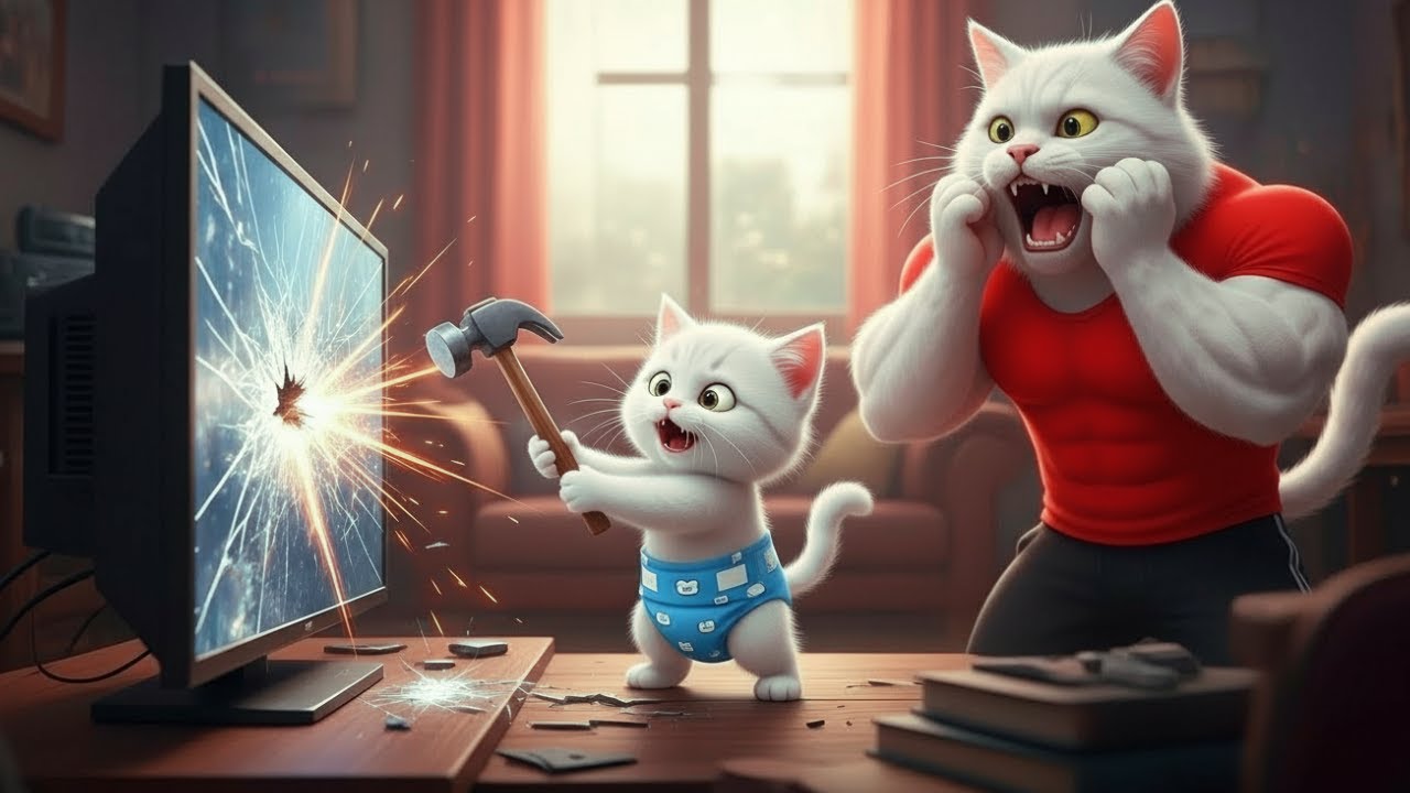 Kick Out Cat Tiny Cat Smashes TV & Gets KICKED OUT of the House - YouTube