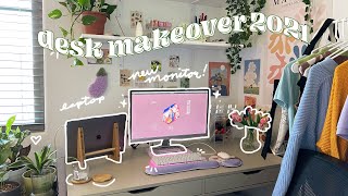 aesthetic desk makeover ✨ // new monitor, wormier k66 mechanical keyboard, pinterest inspired