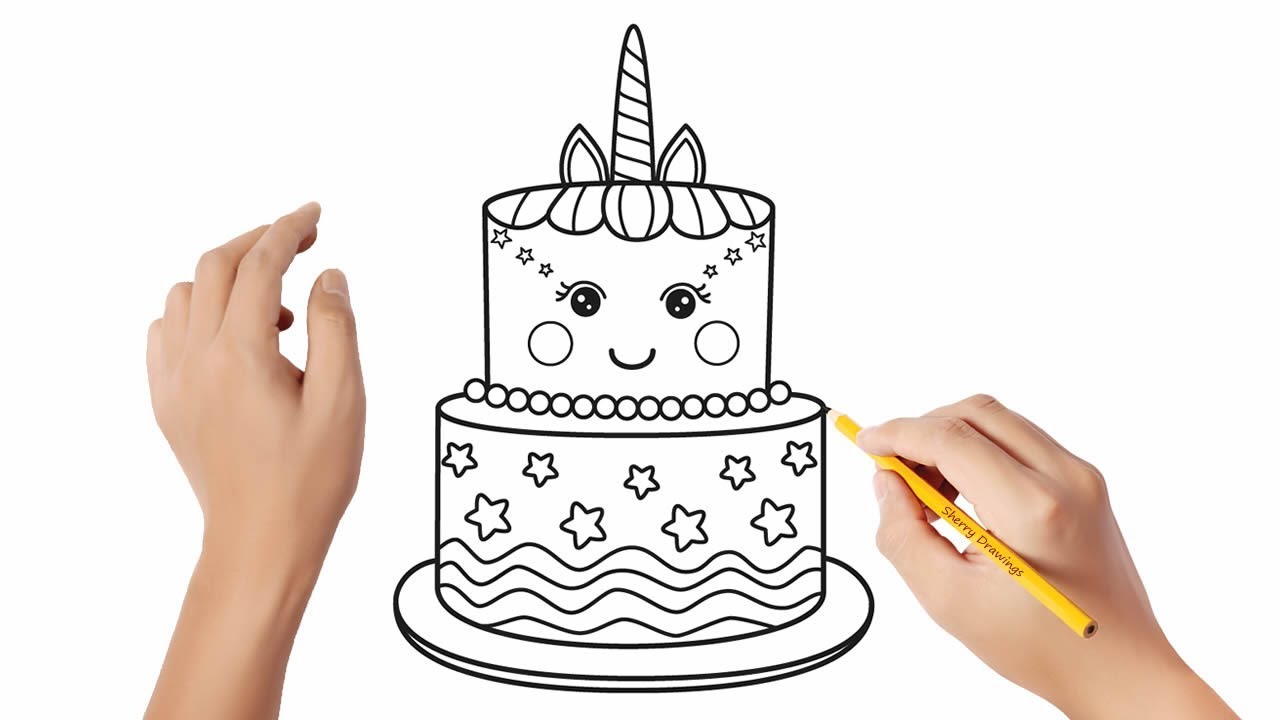 How to draw a unicorn cake | Easy drawings - YouTube