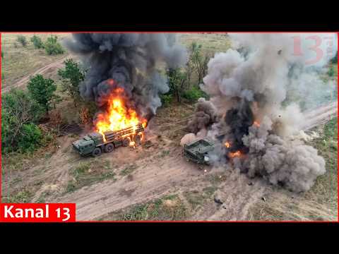 Ukrainian forces destroy $15 million Russian Smerch rocket system and loading vehicle