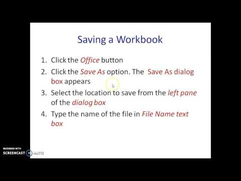 Saving a Workbook in Excel 2007