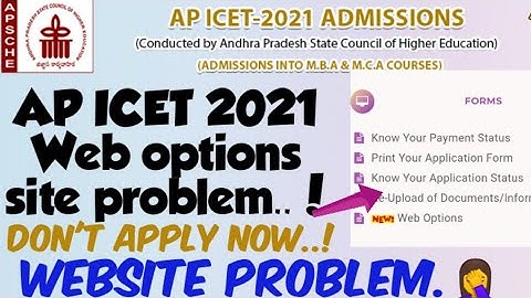 AP ICET 2021 web options not Completely updated - Don