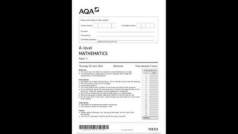 AQA A LEVEL MATHEMATICS QUESTION PAPER 3 2024 (7357/3)