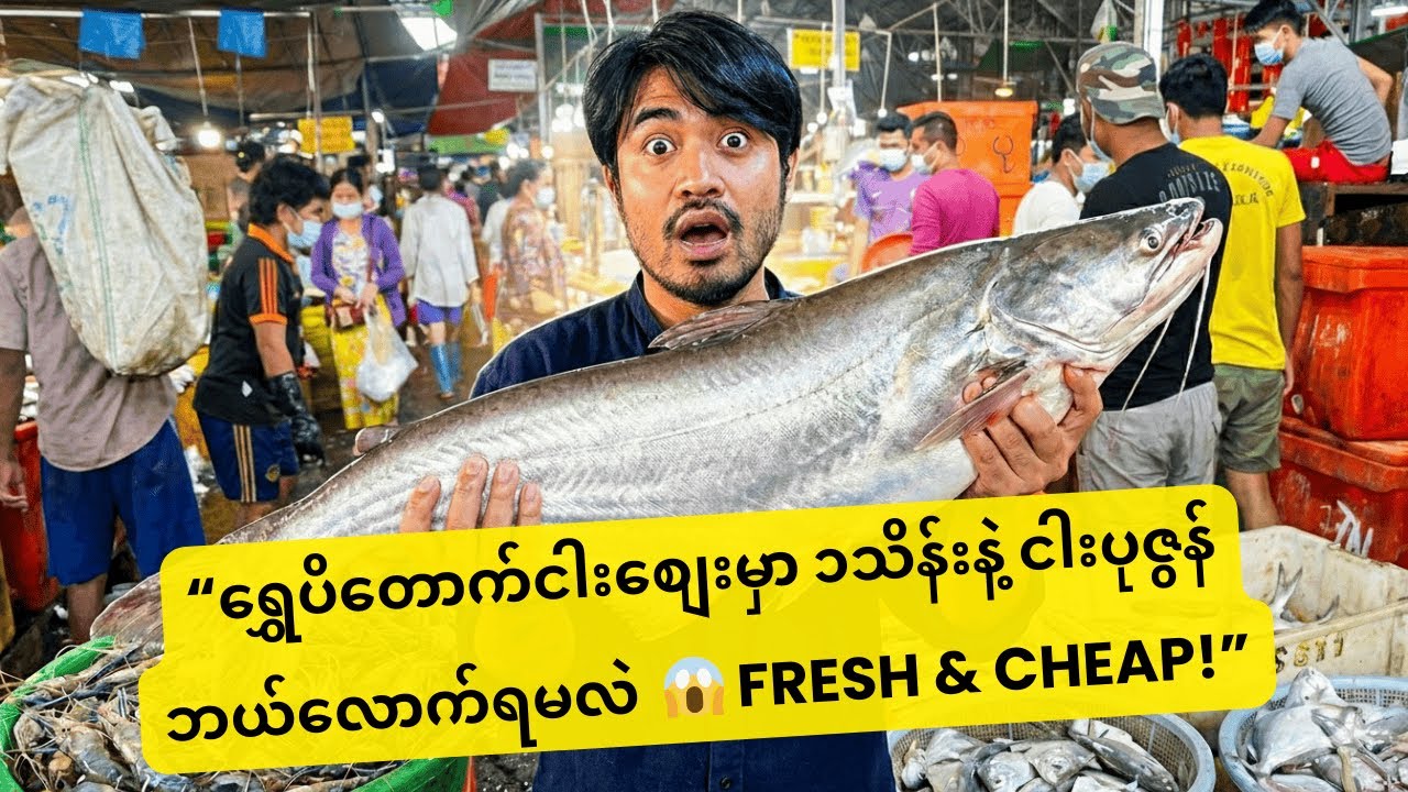 “ရွှေပိတောက်ငါးစျေးမှာ ၁သိန်းဖိုးနဲ့ ငါးတွေပုဇွန်တွေဘယ်​လောက်ရလဲ?? 😱 Fresh & Cheap!”