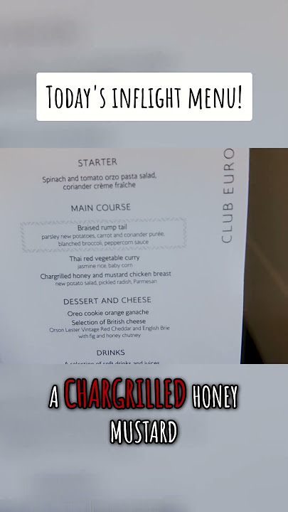 British Airways Club Europe Inflight Menu First Look #shorts