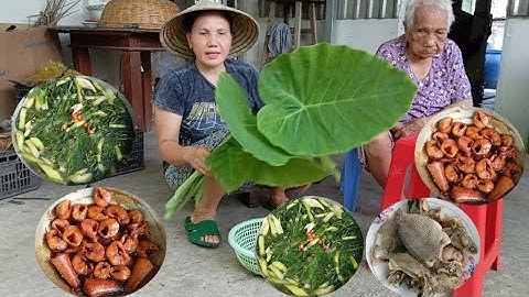 Bà lão 101 tuổi ăn cơm rau lang bạc hà nấu canh chua cá phi cá lóc đồng kho tiêu | Món ăn đồng quê
