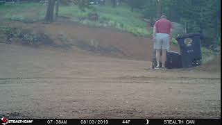Man Observes Bearicuda Trash Can After Unsuccessful Bear Attack