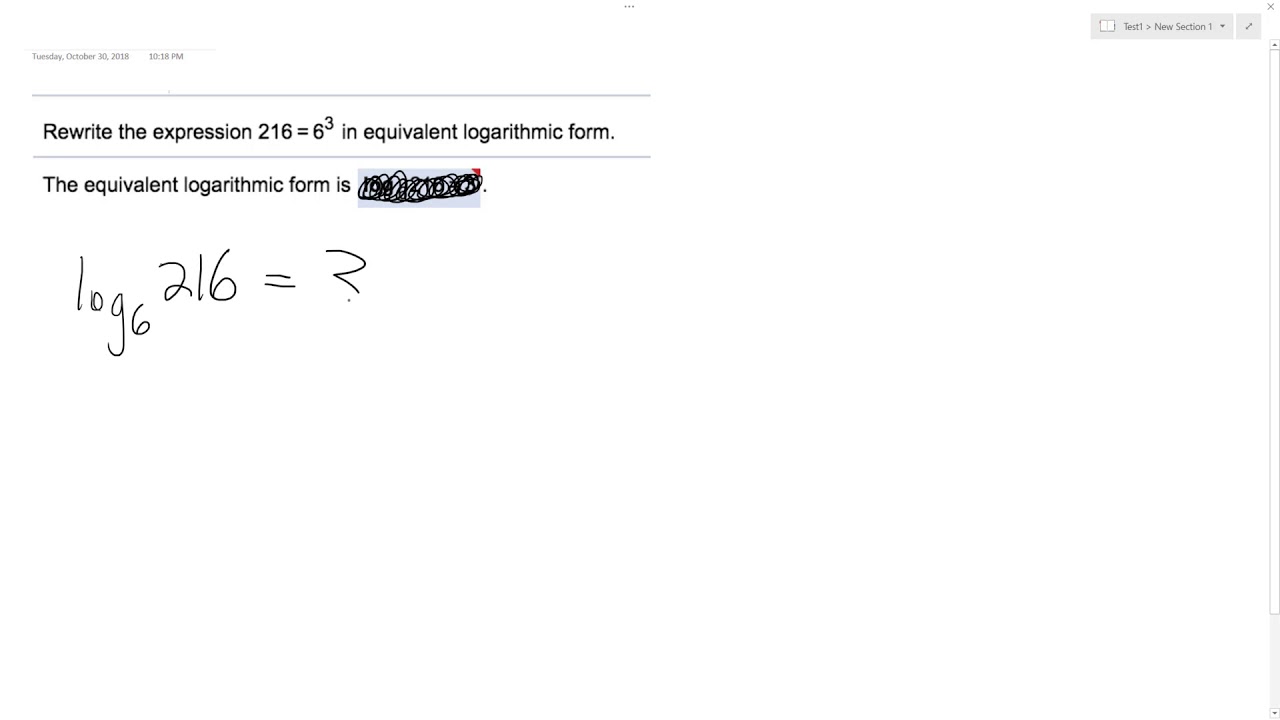 rewrite-the-expression-216-6-3-in-equivalent-logarithmic-form-youtube