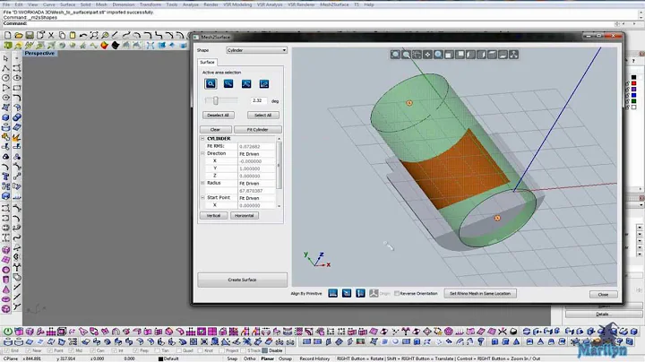 Mesh2Surface: Working with Cylinder tool