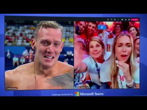 Awesome moment between Caeleb Dressel and his family after he takes home the gold in 100m Freestyle