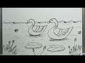 Ducks on water    scenery drawing  the artist sujit
