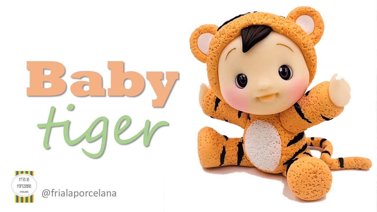Tutorial Bebe tigre en porcelana fría - DIY baby tiger cold porcelain - biscuit
