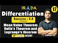 Lect -17 | Rolles theorem and lagranges theorem|Mean value Theorem| MVT | Exercise -5.8 Theory|