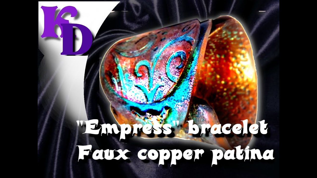 "Ancient Empress" bracelet - faux metal effect - polymer clay tutorial372