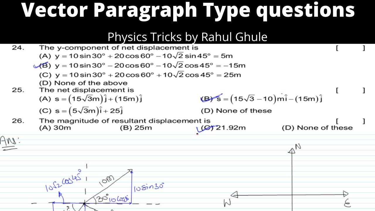 Vector Numericals Paragraph Type questions || IITJEE/NEET/Foundation ...