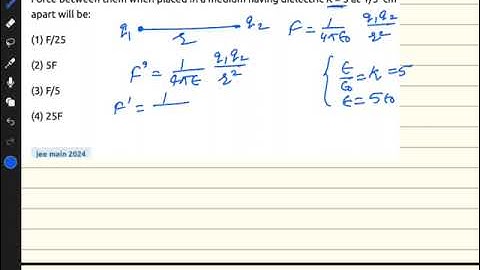 Force between two point charges q1 and q2 placed in vacuum at 8 cm apart is F force between them whe