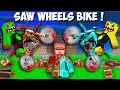 SCARY DIAMOND vs DIRT MOTORBIKE WITH SAW WHEELS in Minecraft ! DEADLY BIKE VS VILLAGERS !