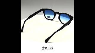 Sunglasses KISS® - Cult mod. DEPP [Black/Blue] - Gradients Moscot style men women vintage Resimi