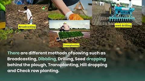 Methods of sowing  | Broadcasting, Dibbling, Drilling, , Transplanting,  Hill dropping etc |