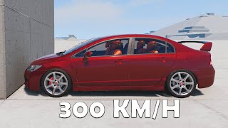 Honda Civic Type R vs Wall 300 KMH - BeamNG Drive