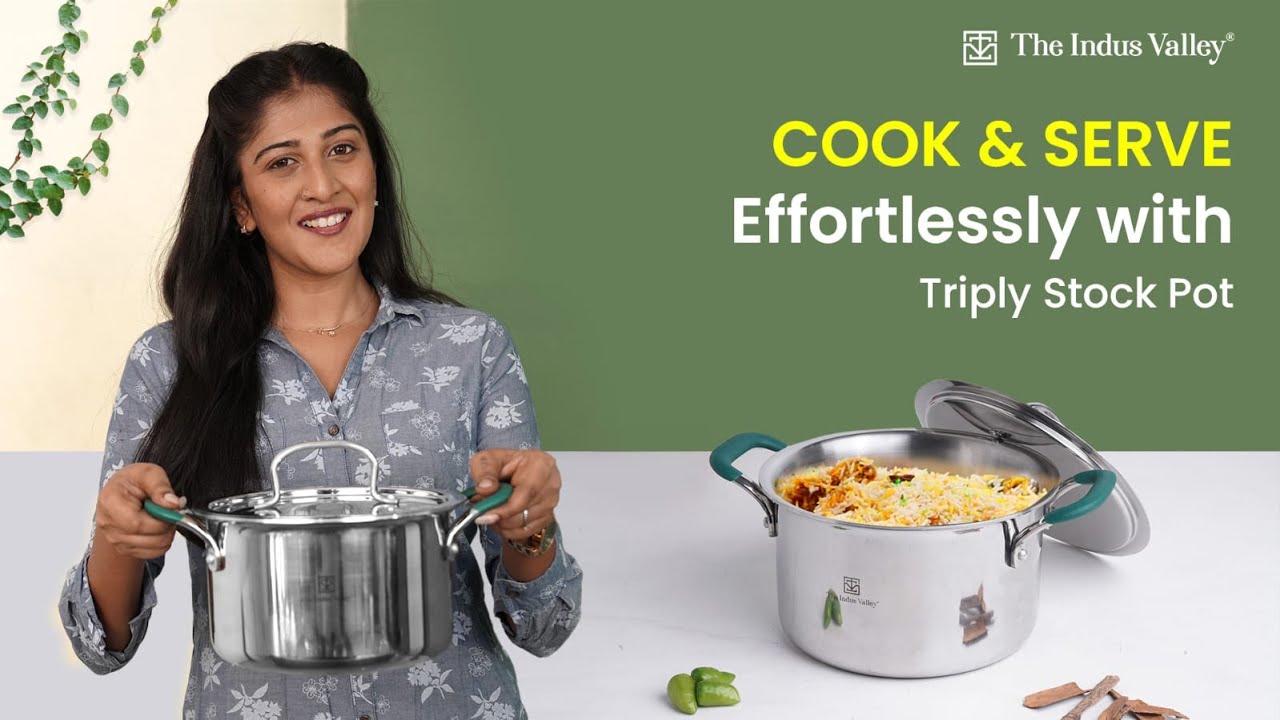 Cook & Serve Effortlessly with Triply Stainless Steel Stock Pot | The Indus Valley