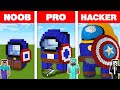 Minecraft NOOB vs PRO vs HACKER: AMONG US CAPTAIN AMERICA HOUSE BUILD CHALLENGE Animation