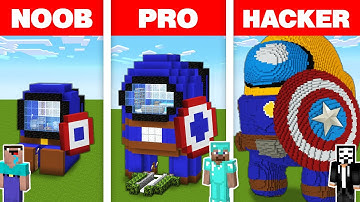 Minecraft NOOB vs PRO vs HACKER: AMONG US CAPTAIN AMERICA HOUSE BUILD CHALLENGE Animation