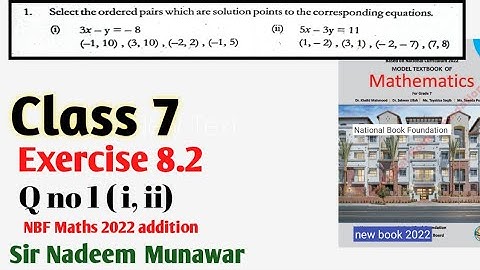 Class 7 Exercise 8.2 Q no 1 NBF Maths Ex 8.2  order pairs of equations in Urdu  sir Nadeem Munawar