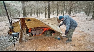 Hot Tent Winter Camping in Snow and Wind  Pomoly StoveHut Tent