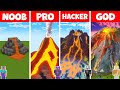 Minecraft GIANT VOLCANO HOUSE : NOOB vs PRO vs HACKER vs GOD BUILDING / Animation
