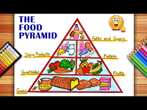 Balanced Diet Diagram easy | Diet food chart drawing idea | Balanced diet  food pyramid drawing idea - YouTube