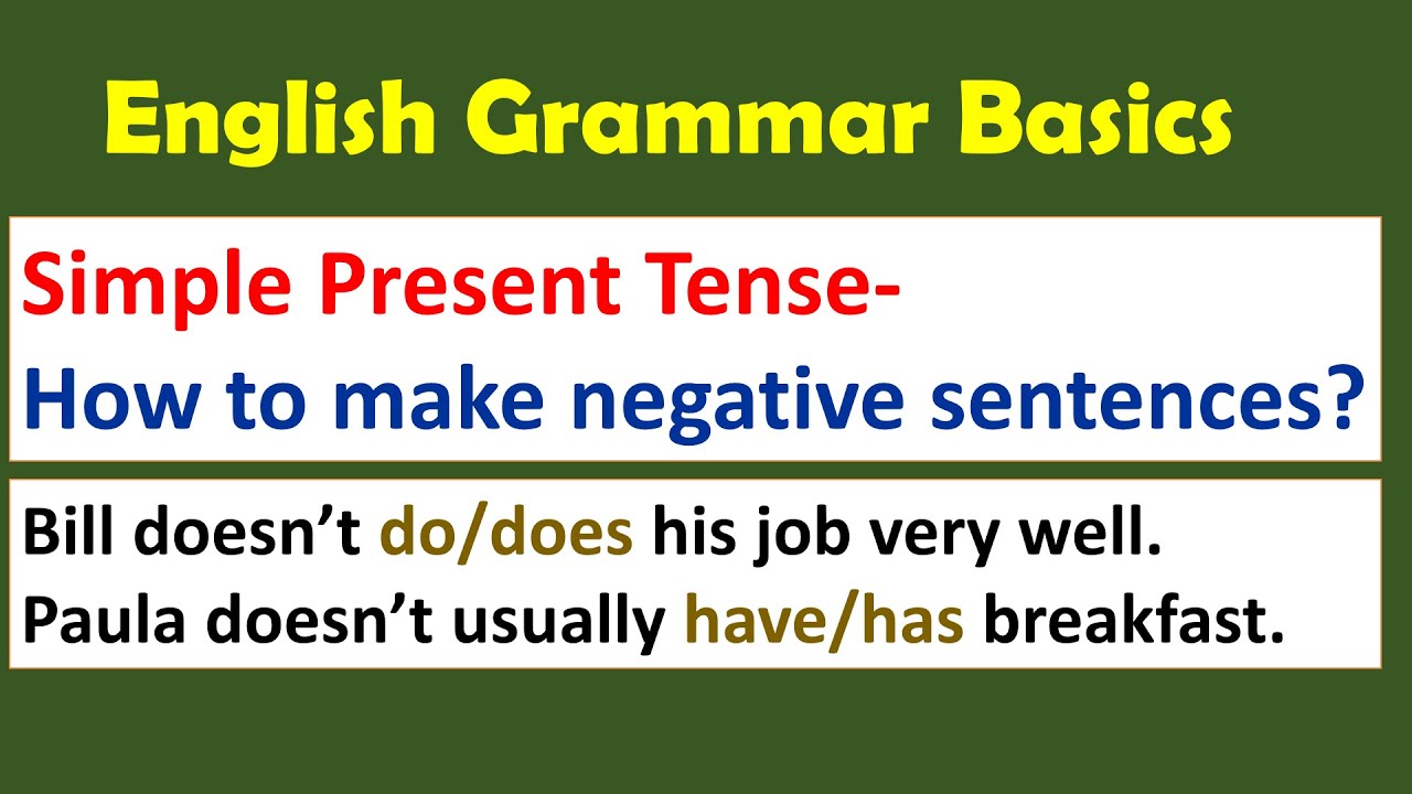 🌸English Grammar Basics: Simple PresentTense - How to make negative ...